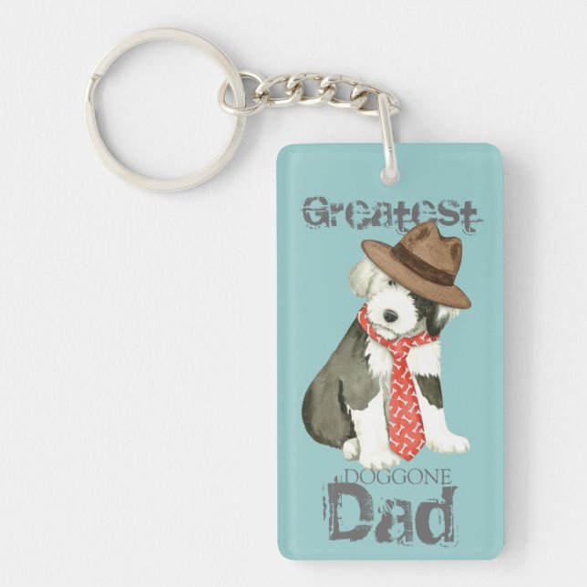 Old English Sheepdog Dad Key Ring (Front)