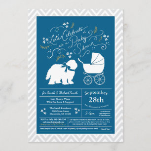 Old English Sheepdog Dog Baby Shower Boy Blue Invitation