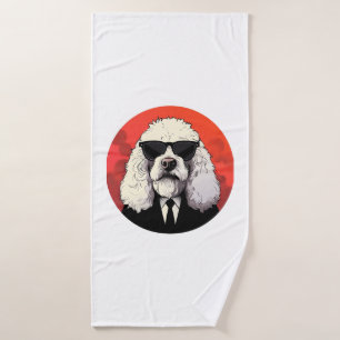 Old English Sheepdog Dog Businessman Bath Towel