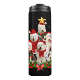 Old English Sheepdog Dog Christmas Dog Light Tree Thermal Tumbler