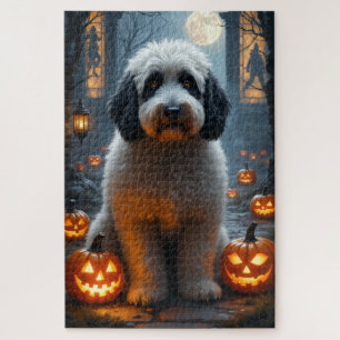 Old English Sheepdog Gothic Halloween Portrait Art Jigsaw Puzzle