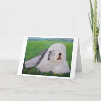 Old English Sheepdog Greeting Card By Sharon Numme