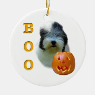 Old English Sheepdog Halloween Boo Ceramic Tree Decoration