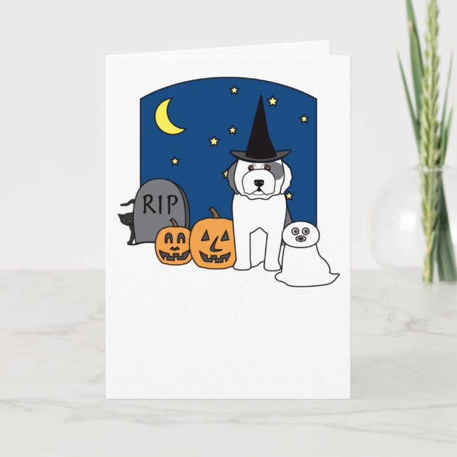 Old English Sheepdog Halloween Card (Front)