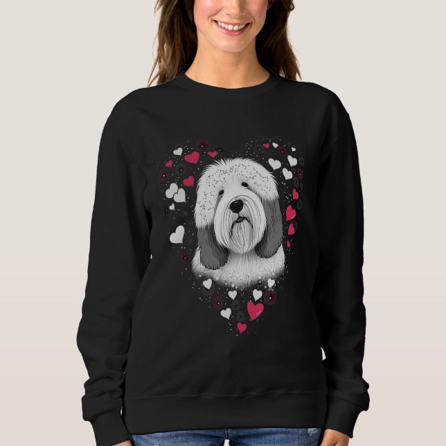 Old English Sheepdog Heart for Valentines Day Bobt Sweatshirt (Front)