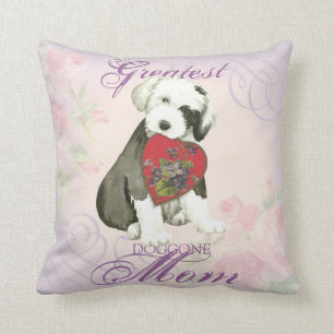 Old English Sheepdog Heart Mum Cushion