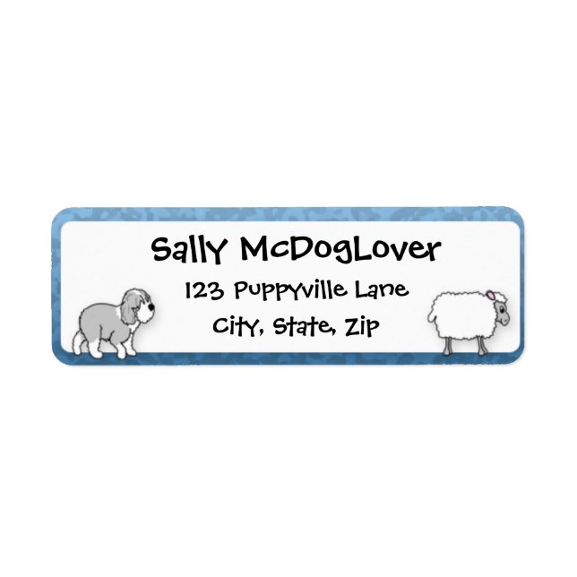 Old English Sheepdog Herding Sheep Return Address Label (Front)