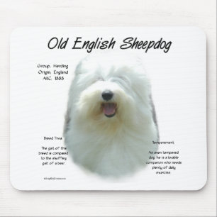 Old English Sheepdog History Design Mouse Pad