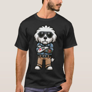 Old English Sheepdog I Love Dad Funny Dog Tattoo T-Shirt