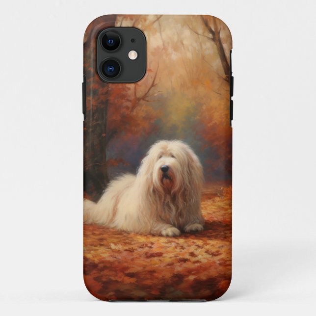 Old English Sheepdog in Autumn Leaves Fall Inspire Case-Mate iPhone Case (Back)