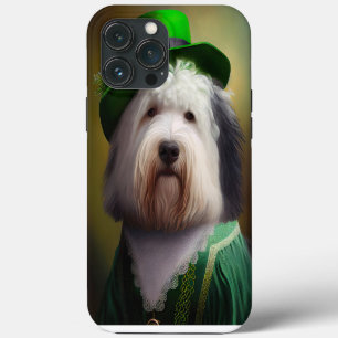 Old English Sheepdog in St. Patrick's Day Dress iPhone 13 Pro Max Case