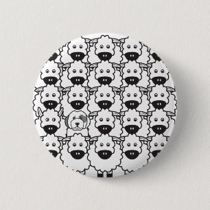 Old English Sheepdog in the Sheep 6 Cm Round Badge