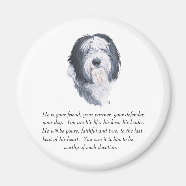 Old English Sheepdog Keepsake - Male Magnet (Front)