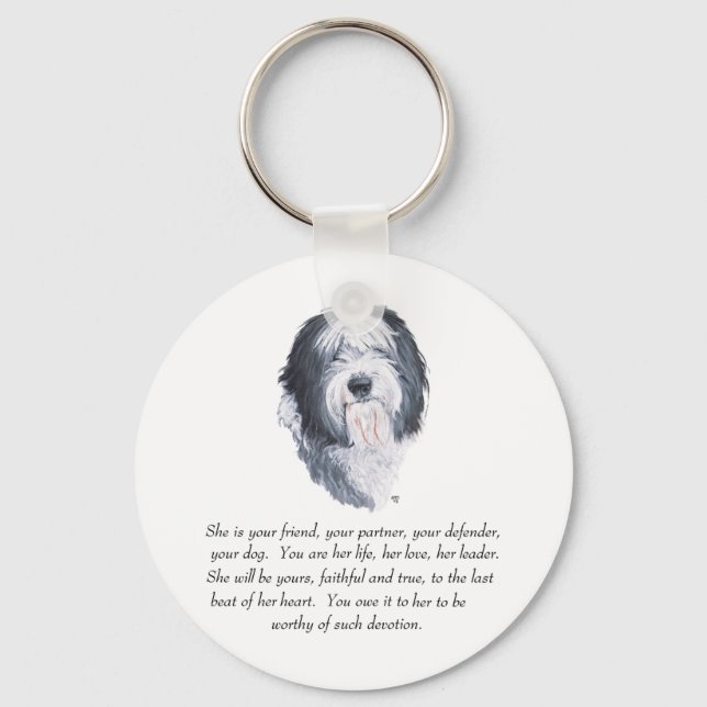 Old English Sheepdog Keepsakes Key Ring (Front)