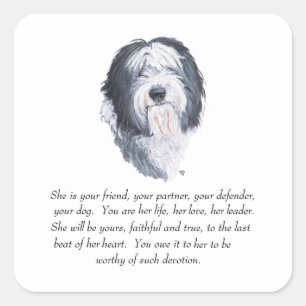 Old English Sheepdog Keepsakes Square Sticker