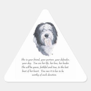 Old English Sheepdog Keepsakes Triangle Sticker