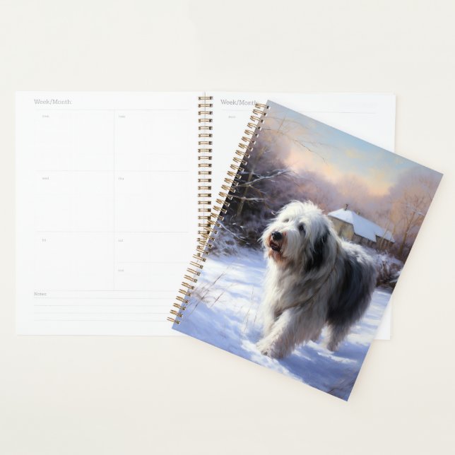 Old English Sheepdog Let It Snow Christmas Planner (Display)