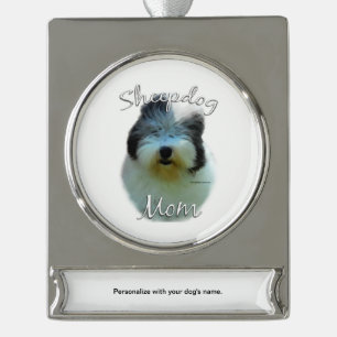 Old English Sheepdog Mum 2 Silver Plated Banner Ornament