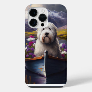 Old English Sheepdog on Paddle: A Scenic Adventure iPhone 14 Pro Max Case