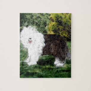 Old English Sheepdog Painting Jigsaw Puzzle