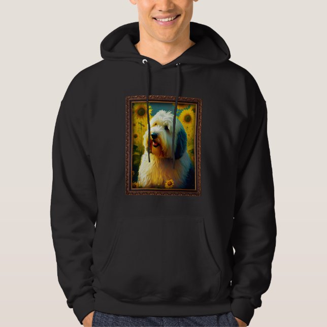 Old English Sheepdog Painting Sunflower Flower Mom Hoodie (Front)
