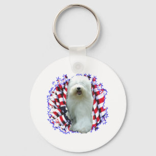 Old English Sheepdog Patriot Key Ring