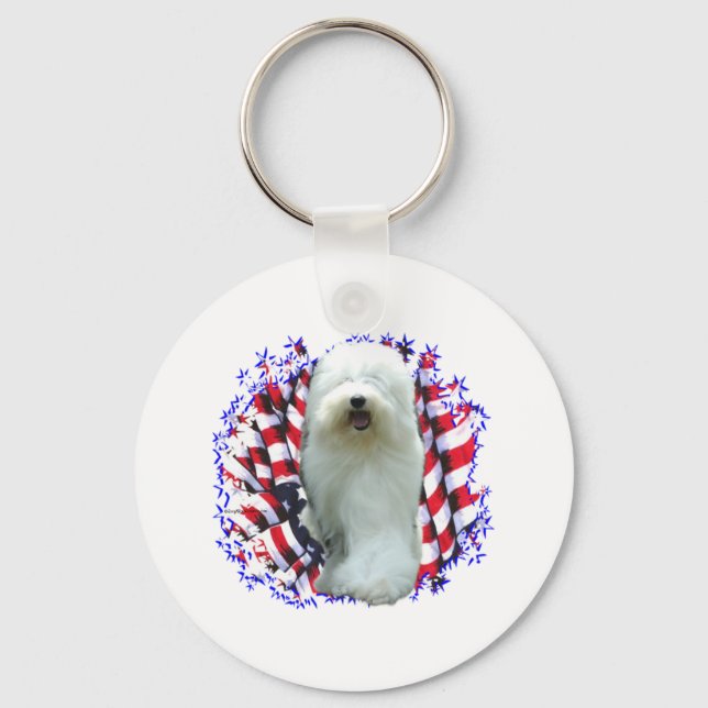 Old English Sheepdog Patriot Key Ring (Front)