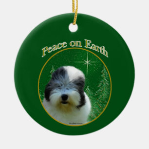 Old English Sheepdog Peace Ceramic Ornament