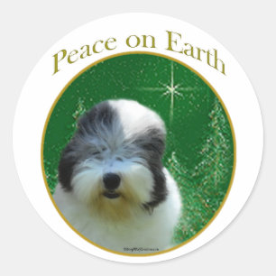 Old English Sheepdog Peace Classic Round Sticker
