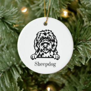 Old English Sheepdog personalised pet ornament, Cu Ceramic Ornament