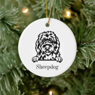 Old English Sheepdog personalised pet ornament, Cu Ceramic Ornament