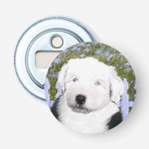 Old English Sheepdog Puppy Painting - Dog Art Bottle Opener
