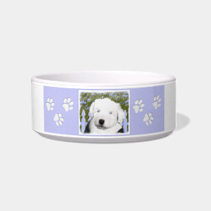 Old English Sheepdog Puppy Painting - Dog Art Bowl