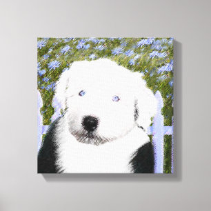 Old English Sheepdog Puppy Painting - Dog Art Canvas Print
