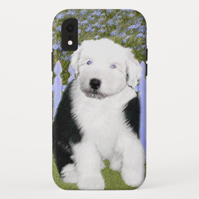 Old English Sheepdog Puppy Painting - Dog Art Case-Mate iPhone Case (Back)