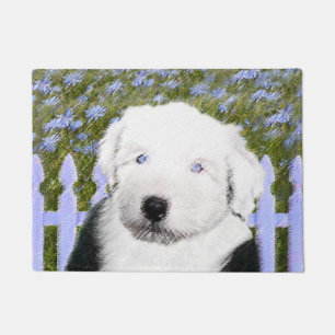 Old English Sheepdog Puppy Painting - Dog Art Doormat