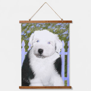 Old English Sheepdog Puppy Painting - Dog Art Hanging Tapestry