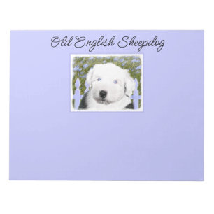 Old English Sheepdog Puppy Painting - Dog Art Note
