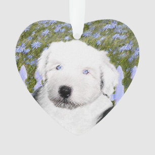 Old English Sheepdog Puppy Painting - Dog Art Ornament