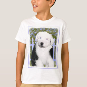 Old English Sheepdog Puppy Painting - Dog Art T-Shirt