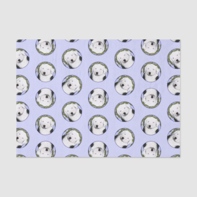 Old English Sheepdog Puppy Painting Pet Dog Art Tissue Paper (Front)