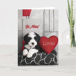 Old English Sheepdog Puppy Valentine Card