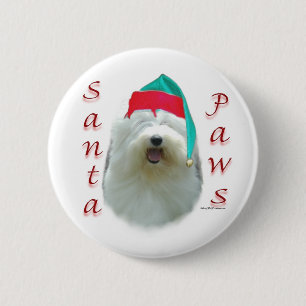 Old English Sheepdog Santa Paws 6 Cm Round Badge