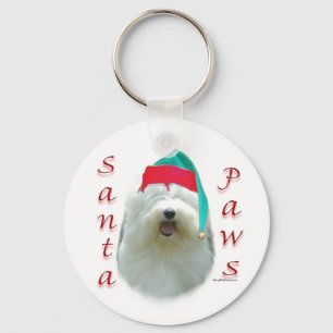 Old English Sheepdog Santa Paws Key Ring