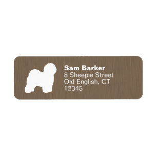 Old English Sheepdog Silhouette Dog Return Address Label