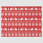 Old English Sheepdog Silhouettes Christmas Pattern Tissue Paper<br><div class="desc">Fun Red and White Christmas Sweater Style Pattern with Sheepie Silhouettes</div>