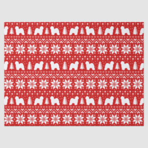 Old English Sheepdog Silhouettes Christmas Pattern Tissue Paper