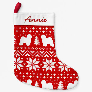 Old English Sheepdog Silhouettes Pattern Cute Dogs Small Christmas Stocking