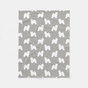 Old English Sheepdog Silhouettes Pattern Fleece Blanket