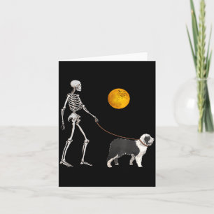Old English Sheepdog Skeleton Dog Walking Card